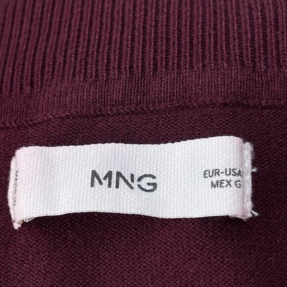 ☘️ Mango Short Sleeve Turtleneck in Burgundy / Mauve, L - Picture 2 of 12